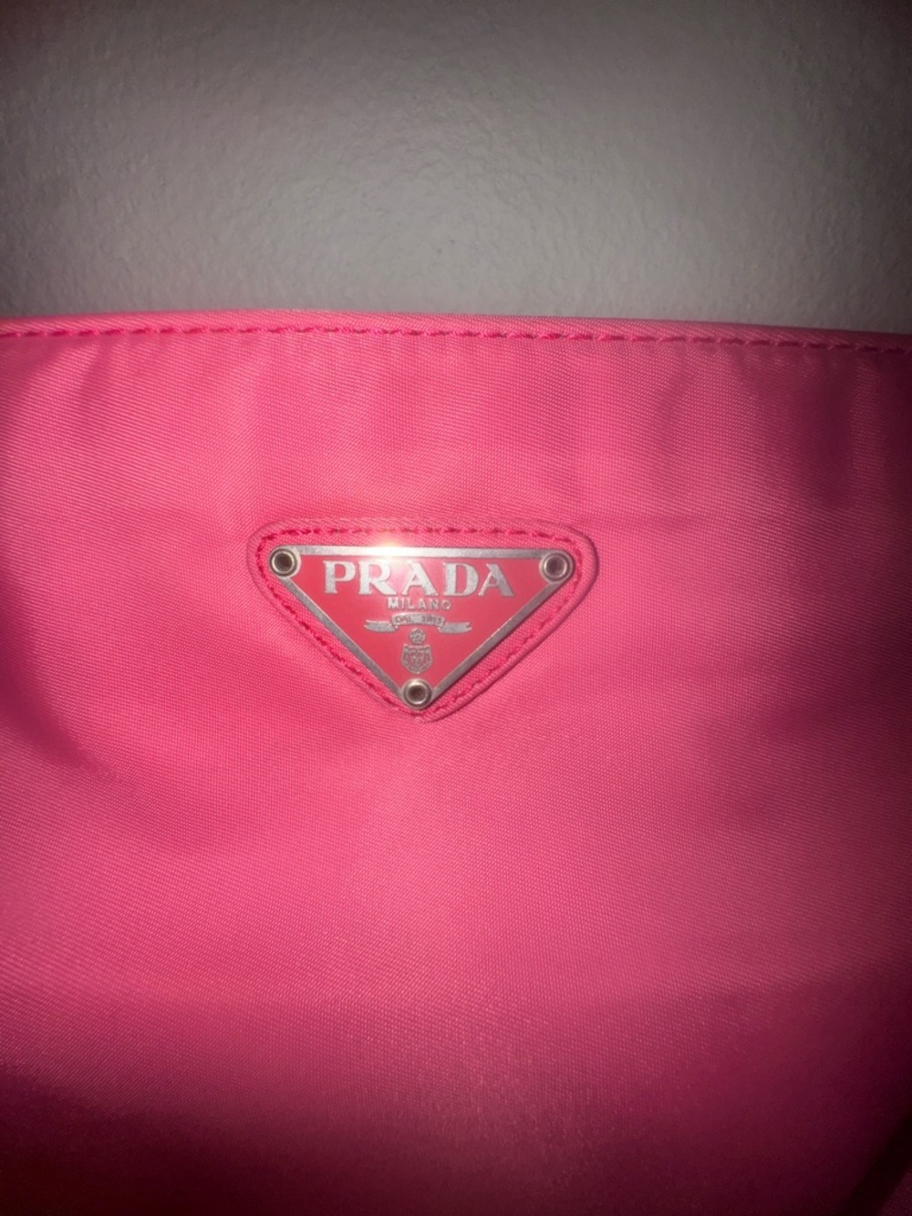 Prada Hot Pink Nylon Double-Strap Shoulder Bag with COA - Picture 3 of 15